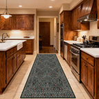 Washable 2'6" x 10' Runners for Hallways, Non Slip Long Floor Runner for Kitchen, Entryway Indoor, Stain Resistant Rubber Backing Floral Décor Rug (Dark Green)