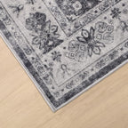 Dripex Vintage Washable Area Rug - 2x4 Indoor Door Mat Oriental Medallion Accent Throw Rug Distressed Foldable Non-Slip Low-Pile Bathroom Kitchen Rug for Entryway Laundry Room Living Room Bedroom