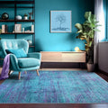 Abstract 4x6 Area Rug, Modern Indoor Entryway Rugs, Washable Soft Non-Slip Accent Carpet Door Mat for Dining Room Kitchen Bedroom - Teal+Purple