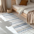 BESTSWEETIE 2x8 Area Rugs for Living Room Washable Moroccan Farmhouse Neutral Geometric Low Pile Non-Slip Soft Print Pattern Rug for Bedroom Kitchen Dining Room Entryway Blue/Brown