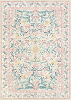 Wonnitar Machine Washable 10x14 Area Rugs, Large Living Room Rug Floral Pink and White Carpet, Boho Soft Ultra-Thin Foldable Carpets for Bedroom Dining Room Office