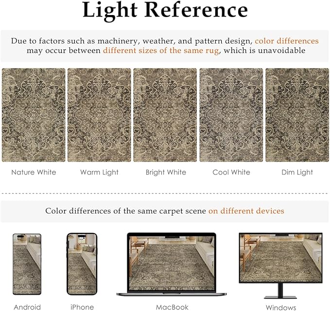 4x6 Washable Brown Area Rug Vintage Entryway Office Carpet Non-Slip Soft Low Pile Distressed Indoor Throw Rug for Living Room Bathroom Dining Room