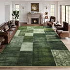 DweIke Washable Area Rugs for Living Room, 4x6 Soft Bedroom Rugs, Geometric Print Non-Slip Modern Rug, Stain Resistant Throw Carpets for Office Nursery Dining Room Home Dorm Decor, Green