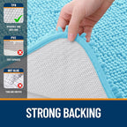 OLANLY Bathroom Rugs 47x24, Extra Soft Absorbent Chenille Bath Rugs, Rubber Backing Quick Dry, Machine Washable Bath Mats for Bathroom Floor, Tub and Shower, Home Decor Accessories, Sky Blue