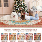 3x5 Orange Pink Area Rug for Living Room, Machine Washable Rugs with Non-Slip Backing for Bedroom, Vintage Medallion Carpet Kitchen Laundry Kids Room Decor