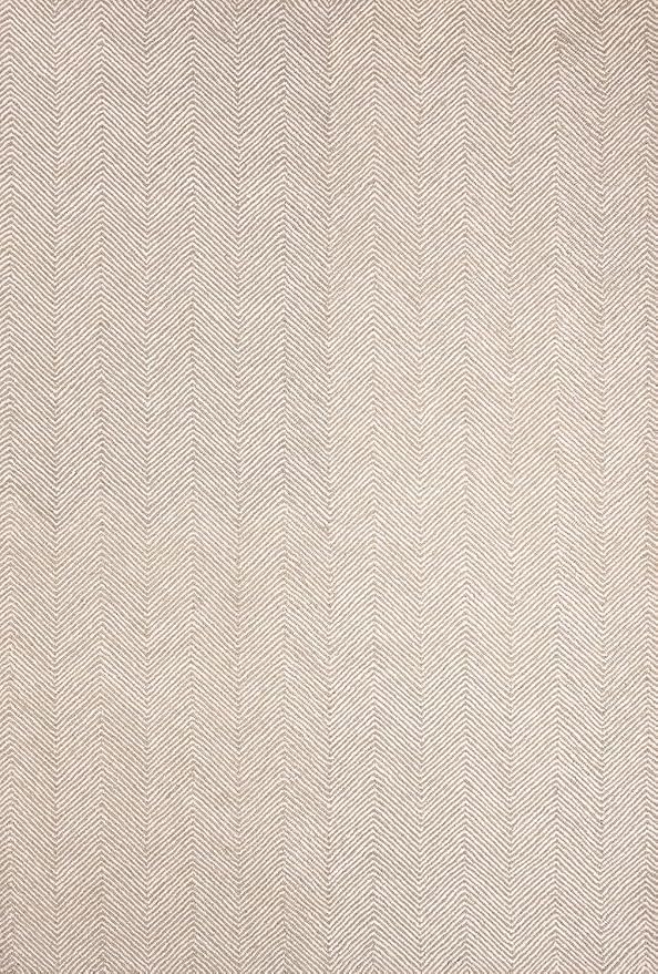 Modern Herringbone Chevron Collection Handcrafted Wool Area Rug - Durable, Zigzag Pattern, for High Traffic, Contemporary Design for Living Room, Bedroom, Dining Room Decor (Sand Beige, 4' x 6')