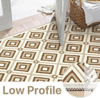 Bavni Hallway Runner Rug Machine Washable, 2x10 Non Slip Lightweight Washable Runners, Moroccan Checkered Rug for Entryway Laundry Kitchen Bathroom Corridor Bedside, Yellow Brown
