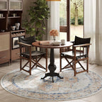 jinchan Kelda Round Rug 6ft Washable Area Rug Indoor Vintage Bedroom Floor Cover Distressed Circle Mat 6' Round Lightweight Non Slip Low Pile Thin Farmhouse Carpet for Living Room Dining Room Orange