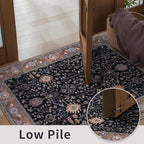 Ciicool Small Area Rug, 2x3ft Boho Black Rug, Ultra Soft Entry Rugs for Entryway, Non-Slip Washable Rugs Oriental Low-Pile Indoor Mat Floor Carpet for Entrance Bedroom Kitchen Bathroom Foyer Decor