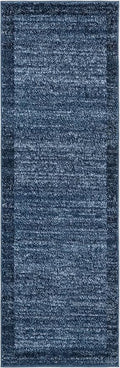 Rugs.com Angelica Collection Rug – 6 Ft Runner Navy Blue Medium-Pile Rug Perfect for Hallways, Entryways
