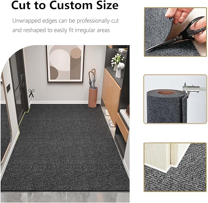 jxgzyy Runner Rugs 2'11" x 16'5", Non Slip Entrance Doormat, 0.25” Thickness Indoor Outdoor Carpet Runner with Rubber Backing, Waterproof Custom Size Heavy Duty Floor Mat for Hallway Laundry Patio