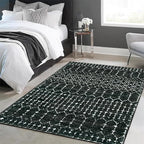 Lahome Moroccan Black Area Rug for Living Room 3x5 Non-Slip Washable Stain Resistant Large Kitchen Rugs Throw Low-Profile Soft Bedroom Carpet Geometric Print Distressed Rug for Entryway Dining Room