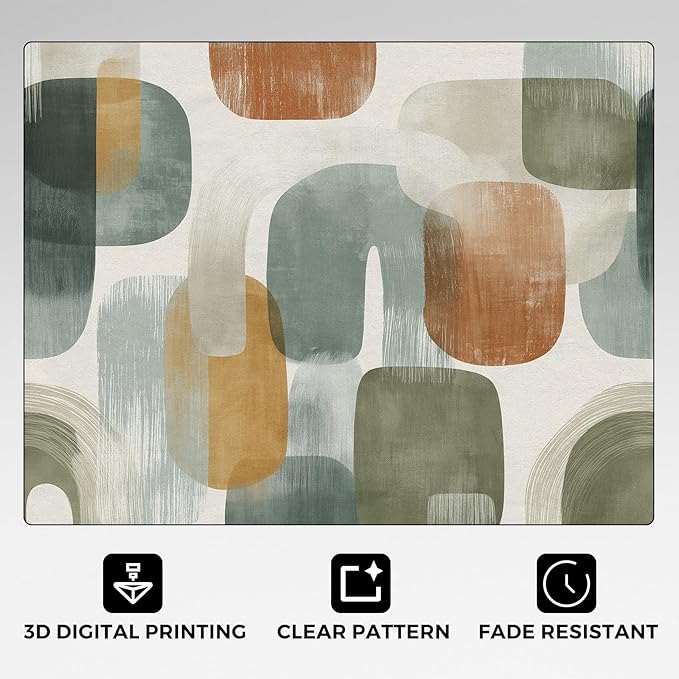 Mid Century Modern Rugs for Home Decor, 3x4 ft, Abstract Geometry Area Rugs for Living Room, Soft Non Slip Washable Boho Geo Geometric Carpet Bedroom Decorations Dt-Ghf-19