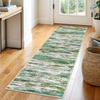 2x6 Modern Abstract Runner Rug for Hallway, Green Grey Multi Super Soft Hallway Decor Kitchen Rugs with Non-Slip, Non-Shedding Washable Rug for Entryway Bedroom Laundry Indoor