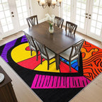 Abstract Rug, Colorful Pop Art Area Rug 6x8, Hippie Aesthetic Funky Low Pile Non Skip Carpets Home Decor #C126