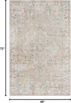 Nourison Home Astra Machine Washable Beige 4' x 6' Area Rug - Easy Clean, Non Shedding, Bed Room, Living Room, Dining Room, Kitchen (4' x 6')