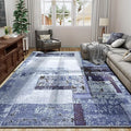 LOCHAS Rug for Living Room 6x9, Washable Soft Area Rugs for Bedroom, Abstract Carpet for Indoor Office Kids Dining Room Nursery Floor, Blue Geometric Vintage Home Decor, Non Slip, Pet Child Friendly