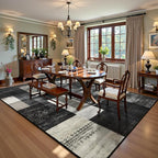 DweIke Washable Area Rugs for Living Room, 6x9 Large Bedroom Rugs, Geometric Non Slip Low Pile Indoor Throw Carpets for Bedroom Apartment Dining Room Home Office Hardwood Floor, Black and White