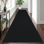 EARTHALL Long Runner Rug 3x12 Ft Non Slip Runners for Hallways Cotton Non Slip Entryway Runner Braided Kitchen Runner Indoor Outdoor Carpet Runners for Entryway, Hall, Foyers, Black