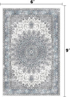 6’x9’ Area Rugs for Living Room Non Slip Washable Low Pile Area Rugs for Bedroom Vintage Carpets Blue