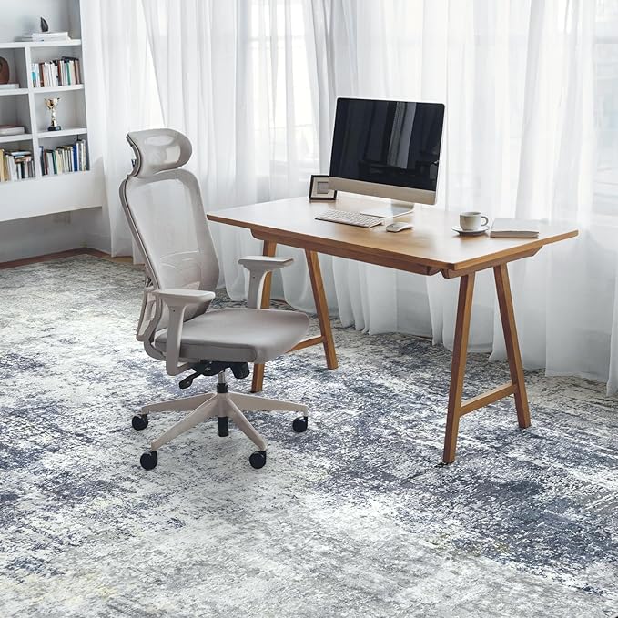 Area Rug for Living Room 10x14 - Extra Large Washable Neutral Modern Abstract Rugs, Soft Carpet with Non Slip Backing for Under Dining Room Table, Bedroom, Home, Office, Dorm - Indigo Gray