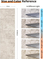 Art&Tuft Non-Slip Runner Rug - 3x10 Runner Rug Washable Low-Pile Rugs Runners, Soft Distressed Carpet Runner for Bedroom Bathroom Kitchen Laundry Living Room, Beige