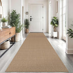 Braided Runner Rug 3x12 Ft Washable Runners for Hallways Non Slip Kitchen Runner Rug Cotton Long Entryway Runner Indoor, Woven Carpet for Hall Kitchen Entryway, Orange/Tan/Brown
