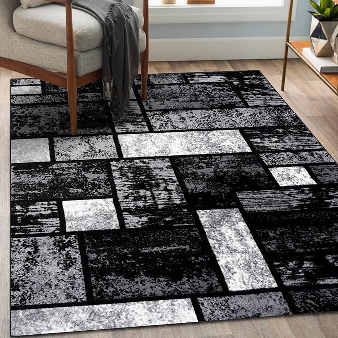LUXE WEAVERS Modern Geometric Squares 10007 Gray 8x10 Area Rug