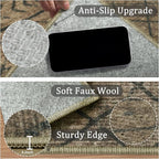 2x6 Machine Washable Runner Rug, Kitchen Hallway Area Rug, Brown Black Vintage Moroccan Rug Ultra Non-Slip Low Pile Soft Faux Wool Carpet, Kids and Pets Friendly for Bedroom Entryway Bedside Decor Rug