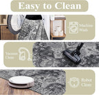 4x6 Washable Area Rug for Living Room, Carpet for Bedroom, Soft Faux Wool Retro Dining Room Rug, Non Slip&Non-Shedding Resistant Low Pile Vintage Print Rug for Home Office (Medium Gray)