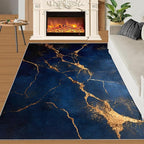 4x6 Abstract Marble Cafe Rug - Dark-Blue-Marble Rugs for Bedroom Aesthetic, Luxury Stone Pattern Soft Comfortable Non-Slip for Offie Bedroom Study Boy Girl Room Hotel Dorm