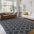 Amearea Fluffy Indoor Trellis Rug, Soft Moroccan Home Rugs for Bedroom, Shag Modern Area Rug for Living Room Kids Room Nursery, Indoor Easy Clean Low Pile Rug Carpet, Dark Grey 4x6 Feet