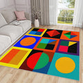 4x6 Rug Washable - Geometric Rug for Bedroom, Colorful Abstract Modern Funky Non Slip Low Pile Area Rugs for Living Room Laundry, Geometric Carpet Room Decor & Gifts
