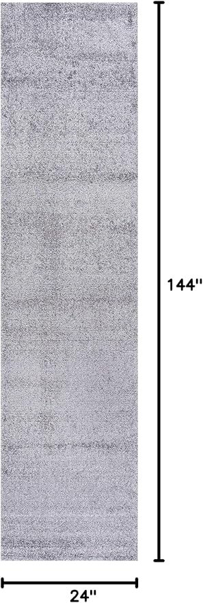 Eyely UES100A-212 Supersoft Haze Solid Low-Pile Indoor Runner Rug, Coastal, Bohemian, Minimalist, Classic, Casual for Bedroom,Kitchen,Living Room,Non Shedding,Easy-Washing, Gray, 2 X 12