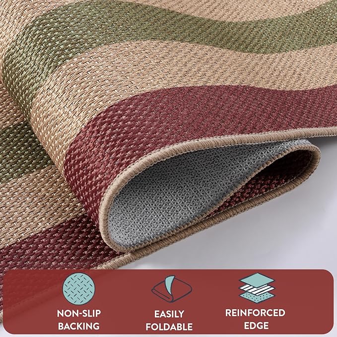 Lahome Christmas Runner Rug, 2x8 Christmas Porch Kitchen Decor for Entryway Front Door, Striped Plaid Decor Non Slip Non Shedding Xmas Decoration for Front Porch Hallway