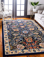 Unique Loom Espahan Collection Area Rug - Cape Cod (9'x 12' Rectangle, Navy Blue/ Black)