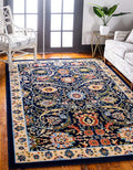 Unique Loom Espahan Collection Area Rug - Cape Cod (7' 10" x 10' Rectangle, Navy Blue/ Black)