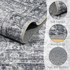 2'x6' Washable Runner Rug Utral Soft Lightweight Vintage Boho Distressed Non-Slip Backing,Low Pile Stain Resistant Farmhouse Rug for High-Traffic Hallway, Kitchen & Laundry
