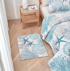 Tritard Coastal Area Rug 2x3 - Small Machine Washable Foldable Throw Rugs Non-Slip Beach Ocean Entryway Doormat Indoor Entrance Carpet for Kitchen Bathroom Laundry Bedroom Living Room, Blue