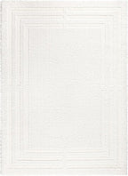 Town & Country Everyday Cloud Shag Plush Border Area Rug with High-Low Pile, Ivory, 5'2"x7'2"