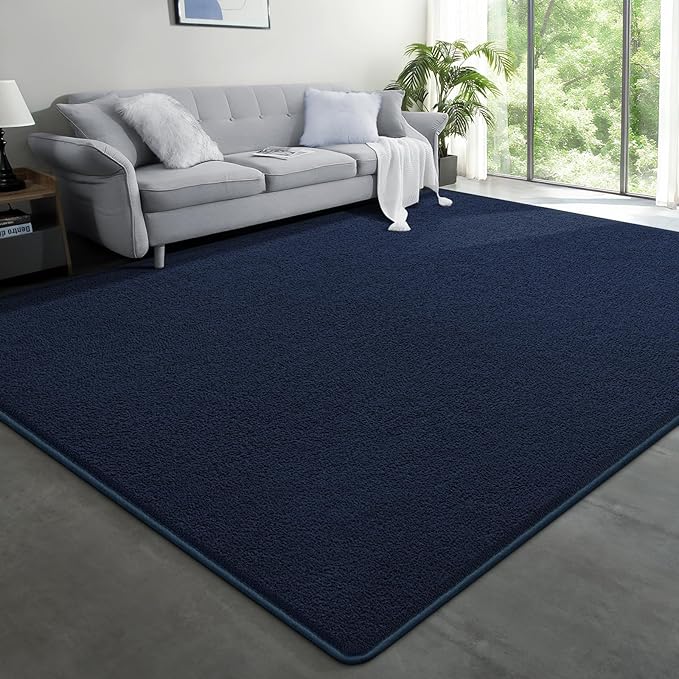 Area Rugs for Bedroom Living Room, Navy Blue 4x6 Thickened Memory Foam Washable Rugs, Modern Non-Slip Ultra Soft Minimalist Solid Indoor Carpets for Boys Girls Nursery Room Décor