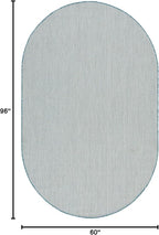 Nourison Home Courtyard Ivory Aqua 5' x 8' Oval Area Rug - Easy Clean, Non Shedding, Bed Room, Living Room, Dining Room, Kitchen (5' x 8' Oval)