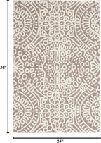 Dash & Albert Temple Taupe Hand Micro Hooked Wool Rug, 2 X 3 Feet, Tan Geometric Pattern