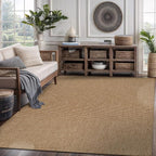 CAMILSON Easy Jute Rug 5x7, Indoor Outdoor Natural Color Farmhouse Area Rugs for Living Room Patio and Kitchen Rug, Solid Boho Woven Design, Easy-Cleaning, Washable Outside Carpet Alfombras (5 x 7)