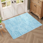 RUGSREAL Small Area Rug 2x3 Entryway Mat with Rubber Backing Stain Resistant Throw Carpet Modern Solid Color Bath Mat Contempowary Washable Rug for Living Room Bedroom Dining Room Kitchen, Blue 2x3