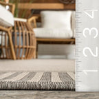 Nuloom Asha Light Grey/Ivory, 9'6" x 12', Casual, Striped Border, Soft and Cozy, High Traffic, Stain Resistant, Easy Clean, Durable Area Rug for Indoor/Outdoor Patio, Deck, Porch, Garden, Courtyard