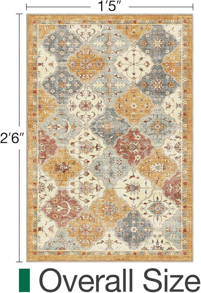 LUMI Indoor Door Mat 17x30, Washable Low Pile Entry Rug with Non-Slip Rubber Backing, Durable Welcome Mat for Entryway, Hallway, Patio, or Porch