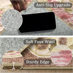 4x6 Machine Washable Area Rug for Living Room, Pink Vintage Boho Floral Rug Large Non-Slip Low Pile Soft Faux Wool Carpet, Kids and Pets Friendly for Bedroom Dining Room Farmhouse Home Decor Rug