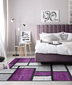 Geometric Area Rug - Decorative Home & Office Rug - Indoor Carpet for Living Room, Bedroom, Family or Dining Room - Non-Fading Polyester Material, Stain-Proof - Made in Turkey - Purple, 8 x 10