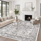 zesthome 9x12 Area Rugs,Stain Resistant Washable Rug,Ultra-Thin Rugs for Living Room,Bedroom,Non-Slip Backing Home Decor Large Area Rug (Grey/White,9'x12')